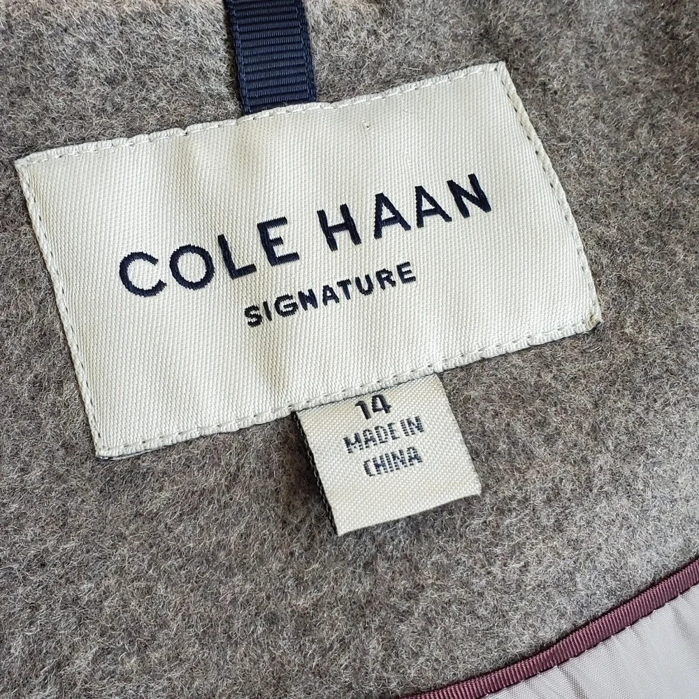 Cole Haan Signature Wool Blend Stand Up Collar Coat Snap closure fully lined - Picture 8 of 12